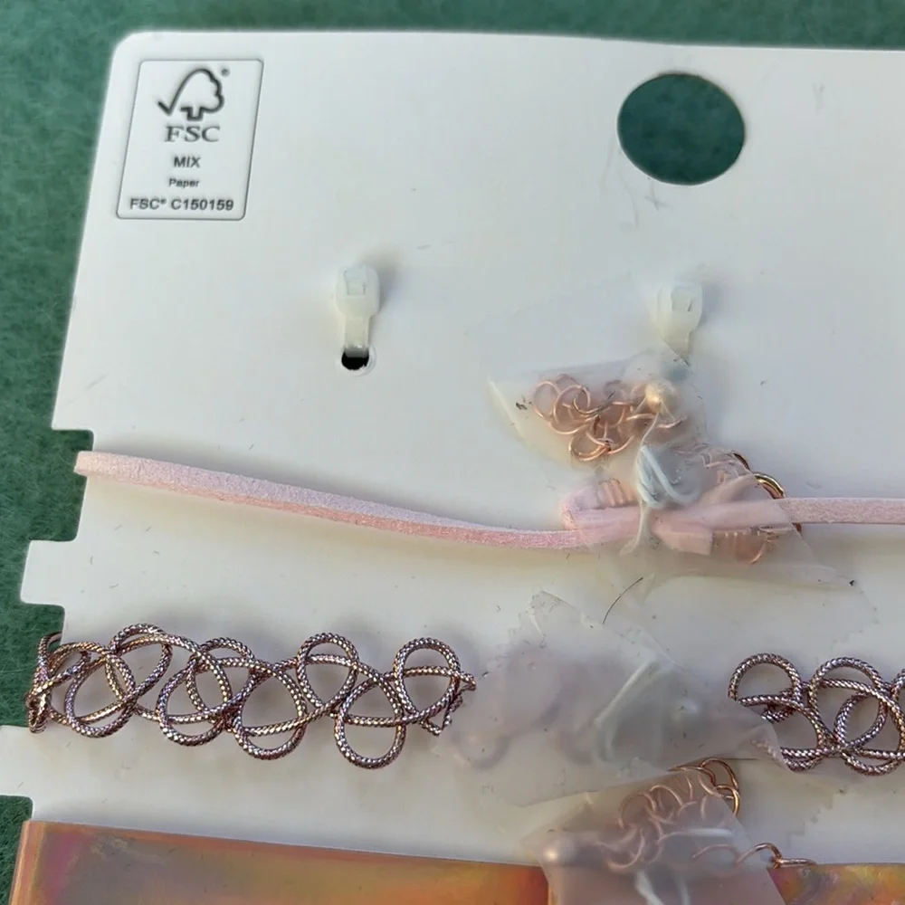 NWT Wonder Nation 4 12” Chokers 2 Extenders 3 Rings Set Butterfly Love Stretch